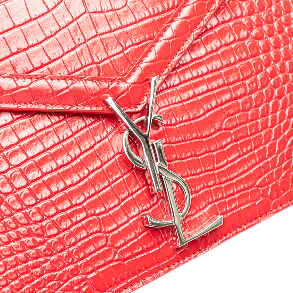 Pre-Loved Saint Laurent Croc Embossed Leather Monogram Cassandra Clasp Bag - Picture 10 of 12